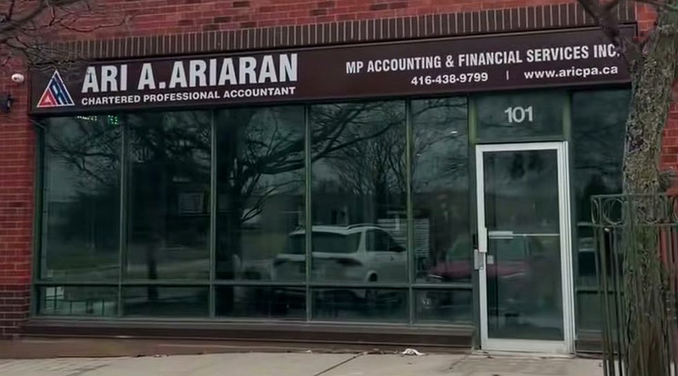 Our office storefront with the ARI A. ARIARAN sign